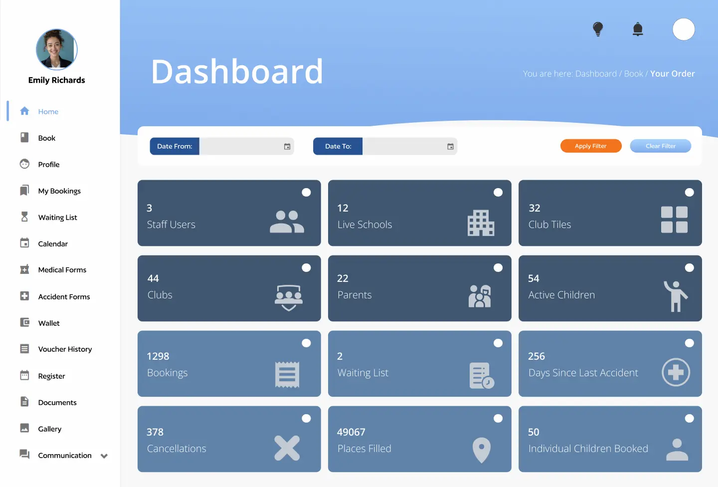 iPAL dashboard UI